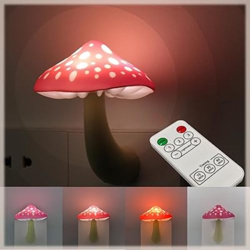LED Mushroom Night Light, Plug in Night Lights with 3 Color Model, Kids Room Decor, Christmas Birthday Gift Nightlight (3 Led Colors-Natural Soft White/Warm White)