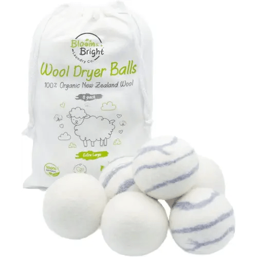 Organic Wool Dryer Balls Laundry Reusable [Set of 6] XL 100% New Zealand Wool Balls for Dryer - Dryer Ball -Natural Fabric Softener Ball -Laundry Balls for Dryer