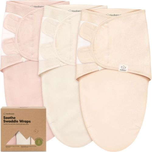 KeaBabies 3pk Organic Swaddle Sleep Sacks Baby, Premies Newborn Swaddles Wrap 0-6 Months, Soft Wearable Swaddle Blanket (Angelic, Large)