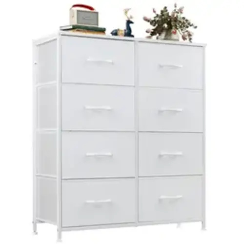 Dresser for Bedroom Drawer Dresser Organizer Storage Drawers Fabric Storage Tower, Chest of Drawers with 8 Fabric Bins, Steel Frame, Wooden Top - TikTok Shop