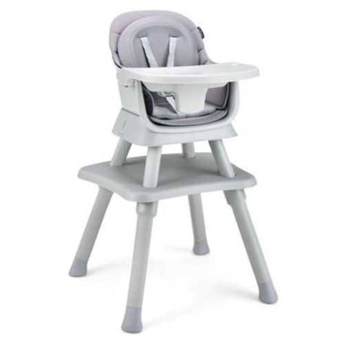 8-in-1 Convertible Baby High Chair with Removable Tray and Adjustable Booster Seat for 6 to 36 Months Gray