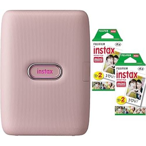 Fujifilm Instax Mini Link2 Smartphone Printer (Soft Pink) Bundle with Fuji Instax Mini Film Pack (40 Sheets)