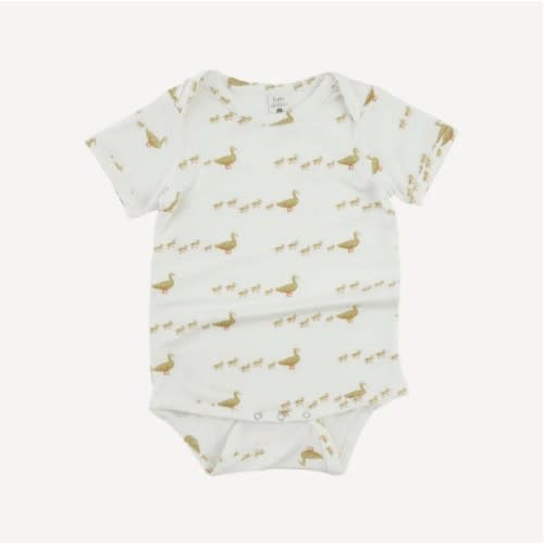Kate Quinn short sleeve lap neck bodysuit | ducks | 3-6mo