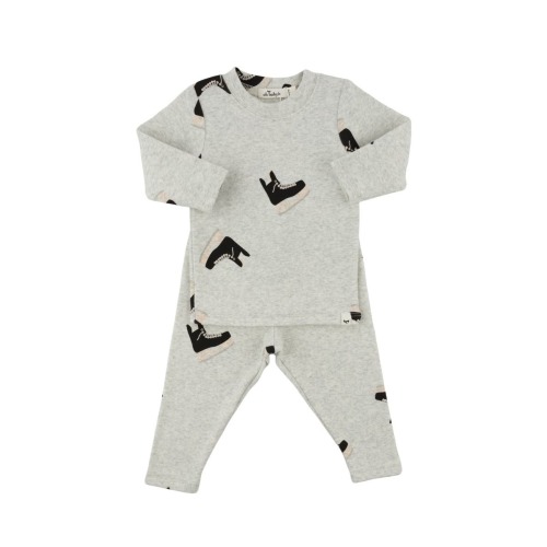 Hockey Skates Print Long Sleeve Two Piece Set - 12M