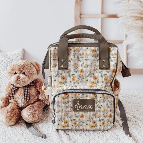 Personalized Diaper Bag Backpack - Cottagecore Wildflowers Diaper Bag - Custom Diaper Bag for Baby Girl -  Baby Shower Gift