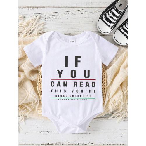 Baby Boy Slogan Printed Short Sleeve Bodysuit For Summer | SHEIN USA