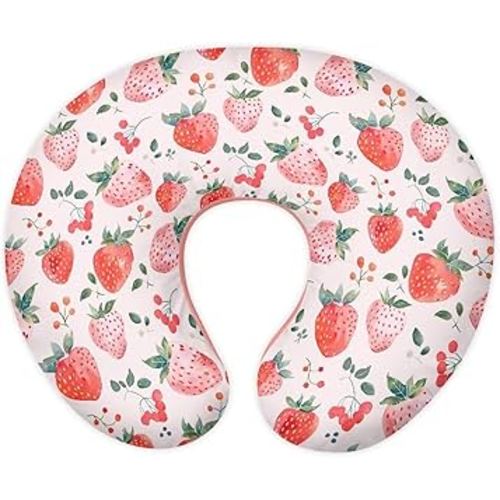 Watercolor Strawberry Print Nursing Pillow Cover, Soft Stretchy Removable Slipcover for Breastfeeding Pillows,Comfortable Nursing Pillow Case for Infant Baby Boys Girls Newborn