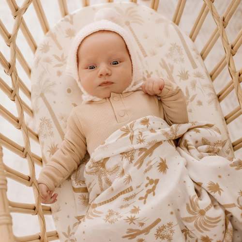 Desert Palm Organic Fitted Bassinet Sheet/Change Pad Cover