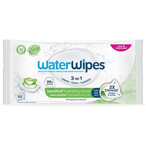 WaterWipes Hydrating Clean Baby Wipes, Unscented Hypoallergenic