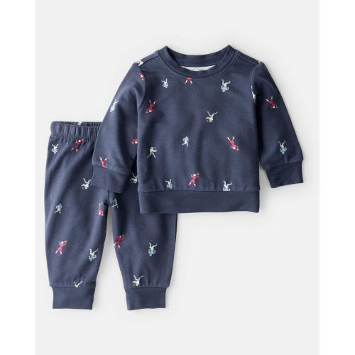 Baby Boy 2-Piece Football Print PurelySoft Long-Sleeve Tee & Pant Set - Blue | Carter's