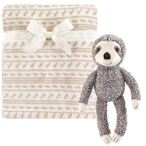 Hudson Baby Unisex Baby Plush Blanket with Toy, Sloth, One Size