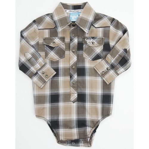 Cowboy Hardware Infant Boys' Hombre Plaid Print Long Sleeve Snap Stretch Onesie
