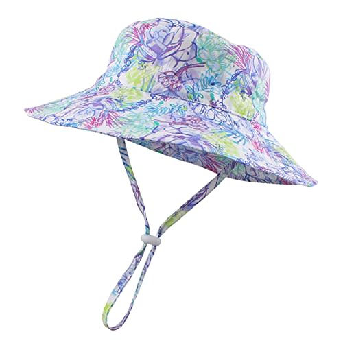 Peecabe Summer Baby Sun Hat for Boys Girls UPF 50+ Wide Brim Toddle Bucket Hat Adjustable Baby Beach Cap 0-8 Years