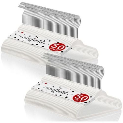 Casafield 11" Velvet Baby Hangers for Infant & Toddler Clothes, Ivory - Set of 100