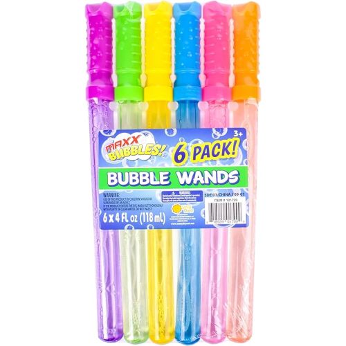 Sunny Days Entertainment Maxx Bubbles 4oz Bubble Wands – 6 Pack Bubble Wand Toy | Summer Fun, Outdoor Birthday Party Favors for Kids, 101799 Blue