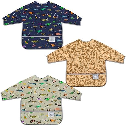 BABYBOET Waterproof Long Sleeve Baby Bibs 3PCS, Bavette Bébé Baby Feeding Bibs, Bavette Manche Longue Bebe – 6-36 Months