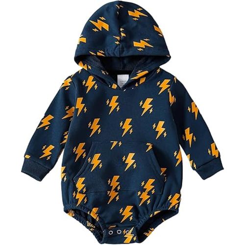 OPAWO Baby Sweatshirt Romper Onesie Newborn Girl Boy Bubble Romper Infant Crewneck Oversized Sweater Bodysuit Clothes Outfits