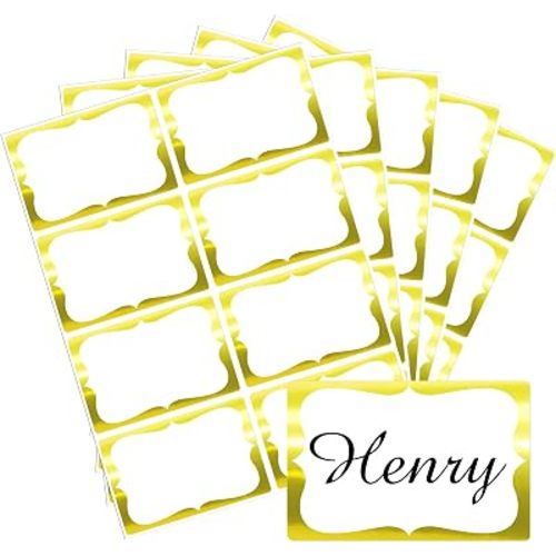 STARLIBOO Gold Name Tags,2"x 3" Name Tag Stickers with Gold Border 216Pcs Adhesive Name Tags Sticker Name Badges Labels for School, Office, Home, Party, Conferences