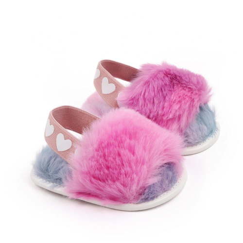 URMAGIC 0-18M Infant Baby Girls Winter Warm Slipper Fuzzy Soft Crib Elastic Band Prewalker Shoes