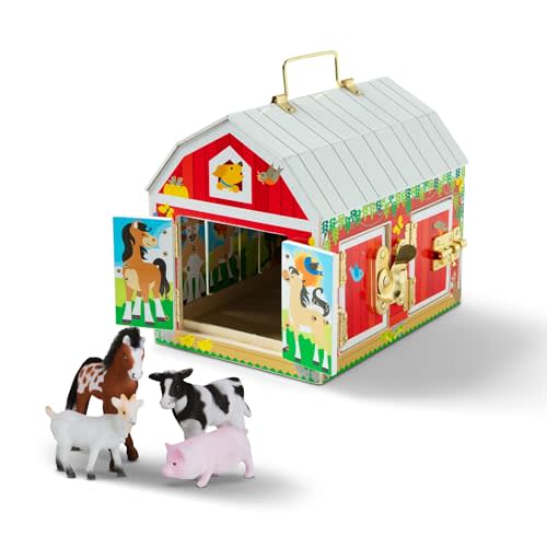 Melissa & Doug Latches Barn Toy Sensory Activity, Doors and Locks Toy, Farm Animals, for Kids Ages 3+