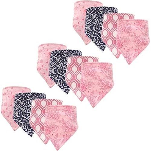 Hudson Baby Unisex Baby Cotton Bandana Bibs, Modern Floral 12-Pack, One Size