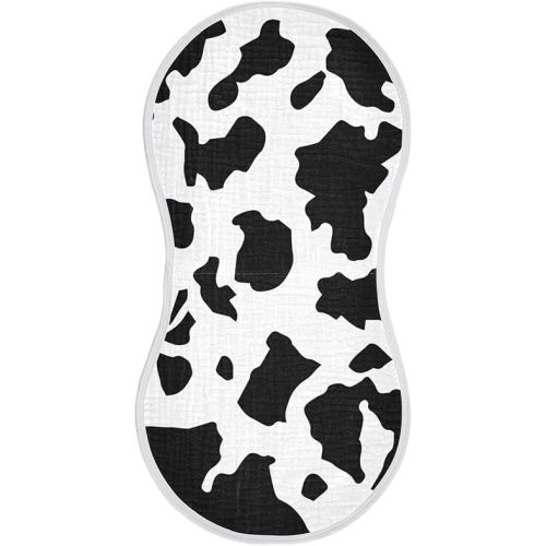 Muslin Burp Cloths for Baby Boys and Girls - 1-Pack Ultra Absorbent Cow Print Muslin Washcloths, Newborn Towel, Milk Spit Up Rags, Burp Cloth Bib for Unisex, 22 x 11 Inch