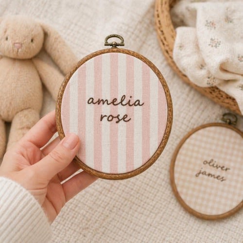 Personalized Baby Name Announcement Sign,Custom Nursery Name Sign,Baby Announcement Decor,Handmade Nursery Wall Art,Gingham Nursery Decor