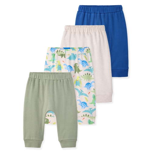Garanimals Baby Boy Cotton Pull-On Joggers, Solids & Prints, 4-Pack, 0–24M