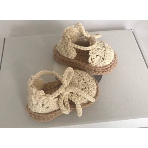 Crochet Baby Espadrilles: Cotton Knit Baby Sandals