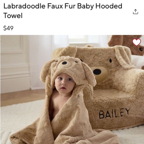 Labradoodle Faux Fur Baby Hooded Towel | Pottery Barn Kids