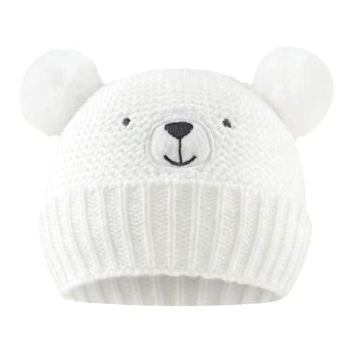 JANGANNSA Cute Bear Baby Beanie Pompom Baby Boys Hat Infant Toddler Winter Knitted Beanies for Girls