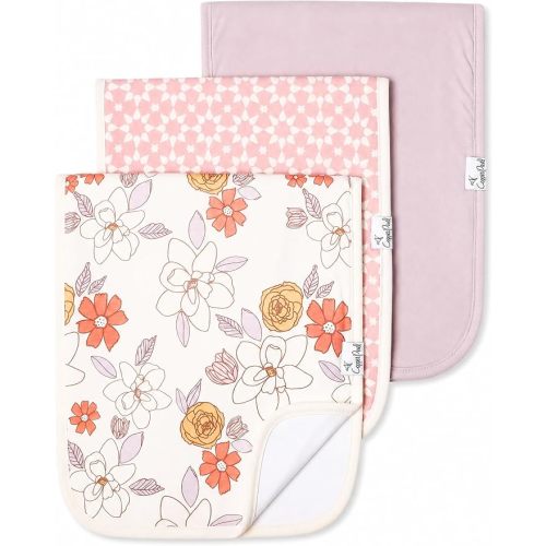 Copper Pearl Premium Baby Burp Cloths - 3-Pack Large Cotton Burp Cloths, Extra Soft Spit Up Rags with 3 Absorbent Layers, Perfect for Baby Girl Gifts (21" x 10" Size, Ferra Set)