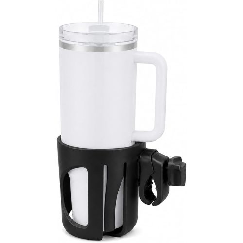 Cup Holder Compatible with Doona Car Seat & Stroller, Doona X & Doona+ – 360° Adjustable Clamp, Spill-Resistant, Secure Hold, Fits Stanley Quencher (30 & 40 oz), Bottles & Travel Mugs (Black)
