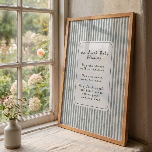 Irish Baby Blessing Print | May You Always Walk in Sunshine, Country Style Home Decor