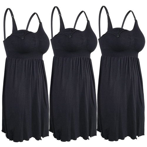 iLoveSIA Nursing Gowns with Built-in Nursing Bra-3-Pack Breastfeeding Night gown-Comfort Soft for Labor Postpartum Hospital