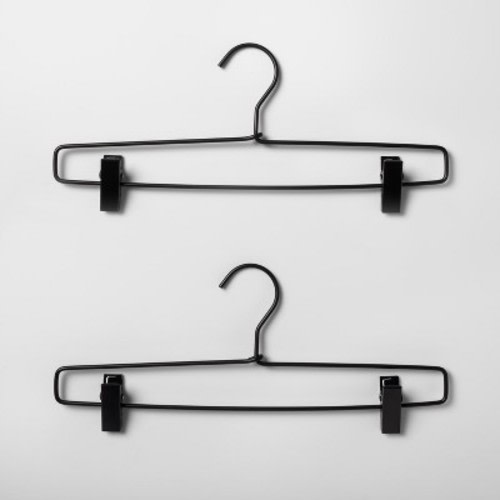 2pk Metal Pant Hangers w/Clips Black - Brightroom™: Stainless Steel, Non-Slip