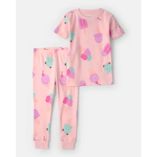 Toddler Girl Ice Cream 100% Cotton Short-Sleeve Snug Fit 2-Piece Pajama Set - Pink | Carter's