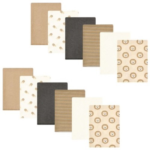 Hudson Baby Cotton Flannel Burp Cloths Bundle, Brave Lion, One Size