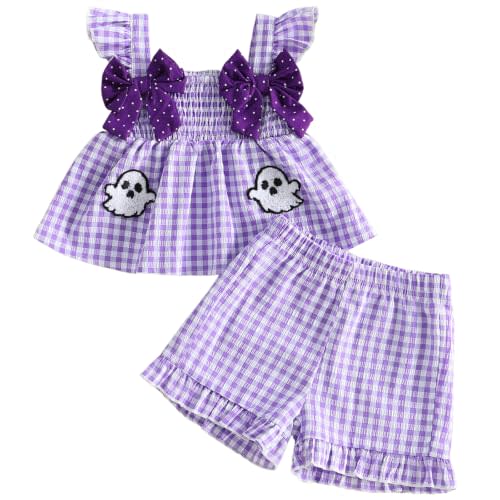 Mubineo Toddler Baby Girl Summer Clothes Cute Ruffle Shirt Tops Dress Shorts Outfits Set Fruit Blouse Princess Outfit