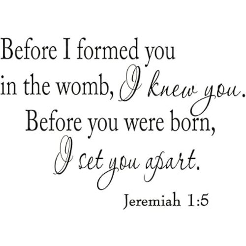 Before I Formed You in The Womb I Knew You. Before You were Born, I Set You Apart. Jeremiah 1-5 Vinyl Wall Art Religious Home Decor Bible Scripture Quote Nursery Wall Decal