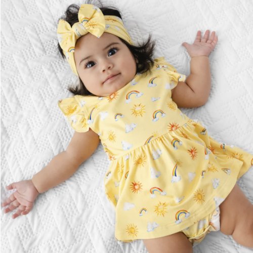 Sunshine & Rainbows Baby Flutter Dress – Little Crowns & Capes
