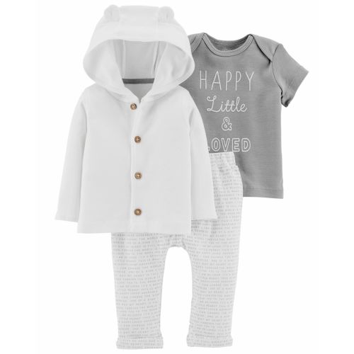 3-Piece Little Cardigan Set - 3M - Ivory/Grey - 12M