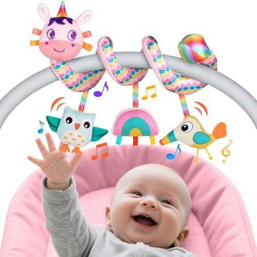 Car Seat Toys for Babies 0-6 Months, Spiral Hanging Stroller Toys