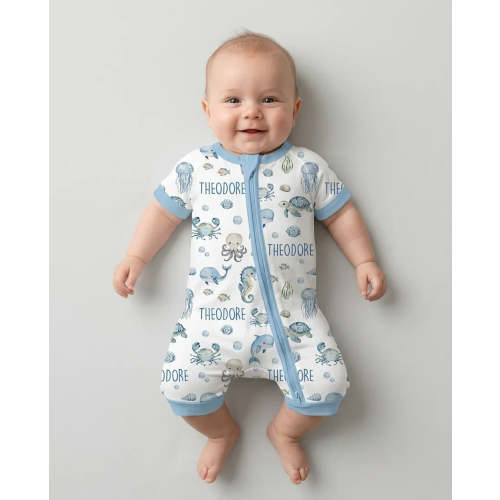 Custom Name Ocean Friends Bamboo Shorty Zippy