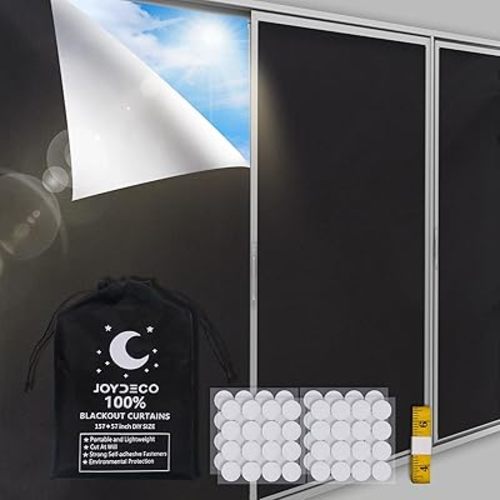 Joydeco Portable Blackout Shades, 100% Blackout Curtains (157" x 57"), Blackout Window Cover Blackout Blinds, Blackout Shades for Windows Bedroom Baby Nursery Room Darkening Travel