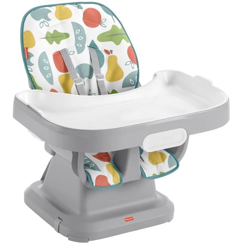 Fisher-Price Baby to Toddler High Chair SpaceSaver Simple Clean Portable Dining Seat & Booster with Washable Deep Tray & Liner, Pearfection