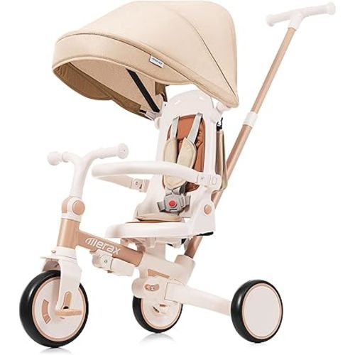 Merax 7-in-1 Toddler Trike Collapsible Frame Kid Rider Tricycle with Removable Pedal Ages 1Y-6Y