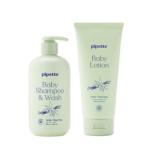 Vanilla + Ylang Ylang Wash and Lotion Duo, Pack of 2, Clean, Includes Baby Body Wash and Lotion for Newborns and Kids, Tear-Free Bath Time, Baby Bath and Newborn Essentials, Non-toxic