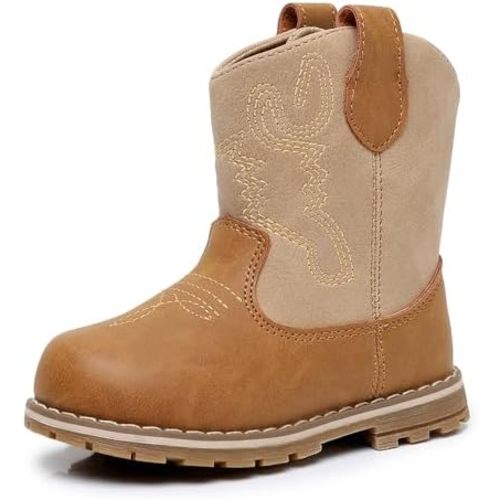 Apakowa Baby & Toddler Cowboy Boots for Boys Girls Infant Baby Cowboy Cowgirl Western Boots Round Toe All Seasons 6-36 Months (Infant/Toddler)