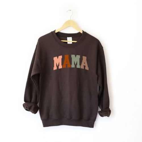 Simply Sage Market Women's Graphic Sweatshirt Mama Block Colorful Bold - XL - Chocolate